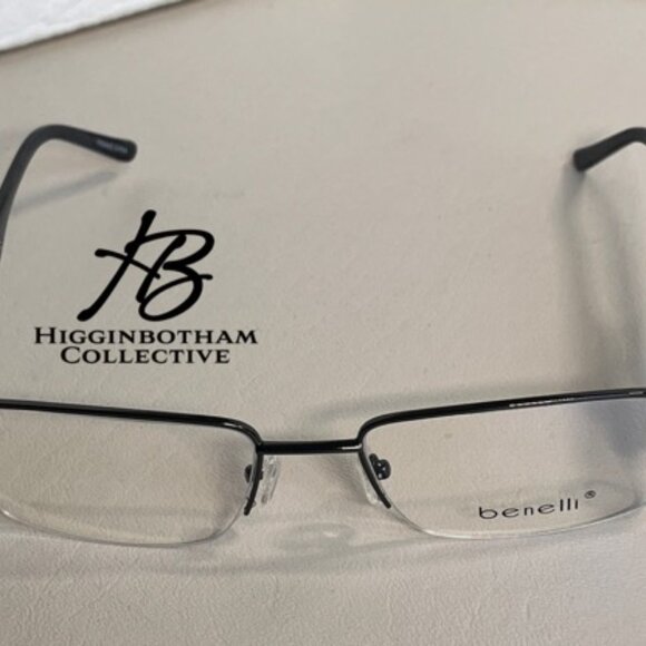 New BENELLI Eyeglasses Frames B102 55-19-145 Color Gun Half Rim w/ Sleeve - Picture 6 of 14